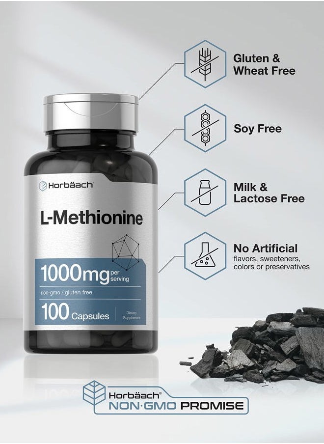 Horbäach L-Methionine 1000mg | 100 Capsules | Non-GMO, Gluten Free | Free Form Supplement  - Image 4