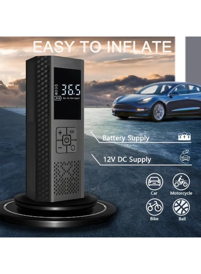 مضخة هواء محمولة لتضخيم الإطارات - مضخة هواء سريعة 3X 150 PSI لإطارات السيارات - مضخة هواء لاسلكية لإطارات السيارات مزودة بمقياس ضغط وضوء LED - مضخة هواء كهربائية مزودة بخاصية الإيقاف التلقائي للسيارات والدراجات النارية والدراجات الهوائية والكرات - Image 4