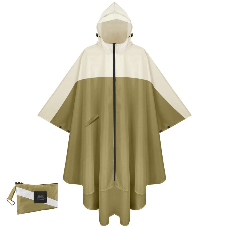 Generic Ultra Thin and Easy to Carry Cross-border Overseas AliExpress Amazon Hot Selling Outdoor Raincoat Poncho for Adult Boys and Girls A01-olive green + Rice White 