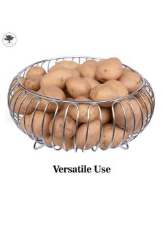 sulfar Fruit Dish Round Fruit Basket SS Wire Vegetable Bowl Creative Stylish Candy Dish for Living Room, Kitchen, Pantry, Office (Silver) Pack of 1  - Image 4