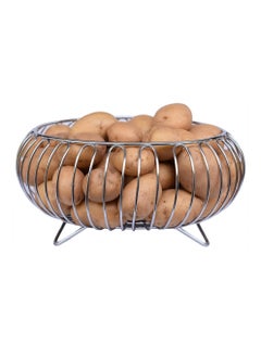 sulfar Fruit Dish Round Fruit Basket SS Wire Vegetable Bowl Creative Stylish Candy Dish for Living Room, Kitchen, Pantry, Office (Silver) Pack of 1  - Image 1