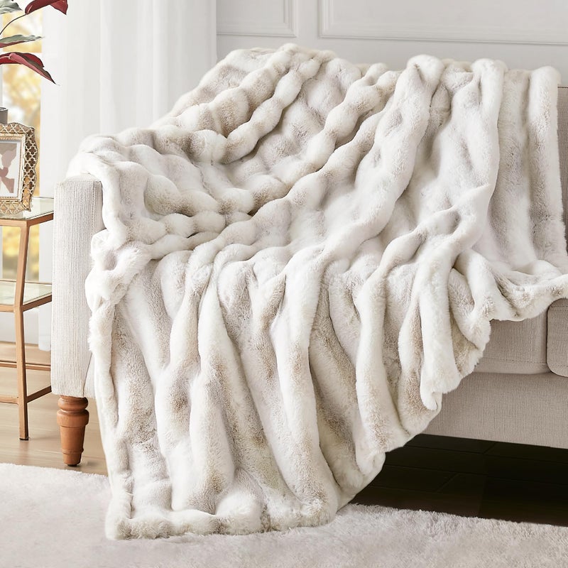 Hyde Lane Ultra Soft Plush Throw Blanket, Fuzzy Faux Rabbit Fur Throws, Luxury Cozy Fluffy Blankets for Sofa, Couch, Living Room Decor, Warm Gift for Women, Frost Fox, 50"x60" - Image 1