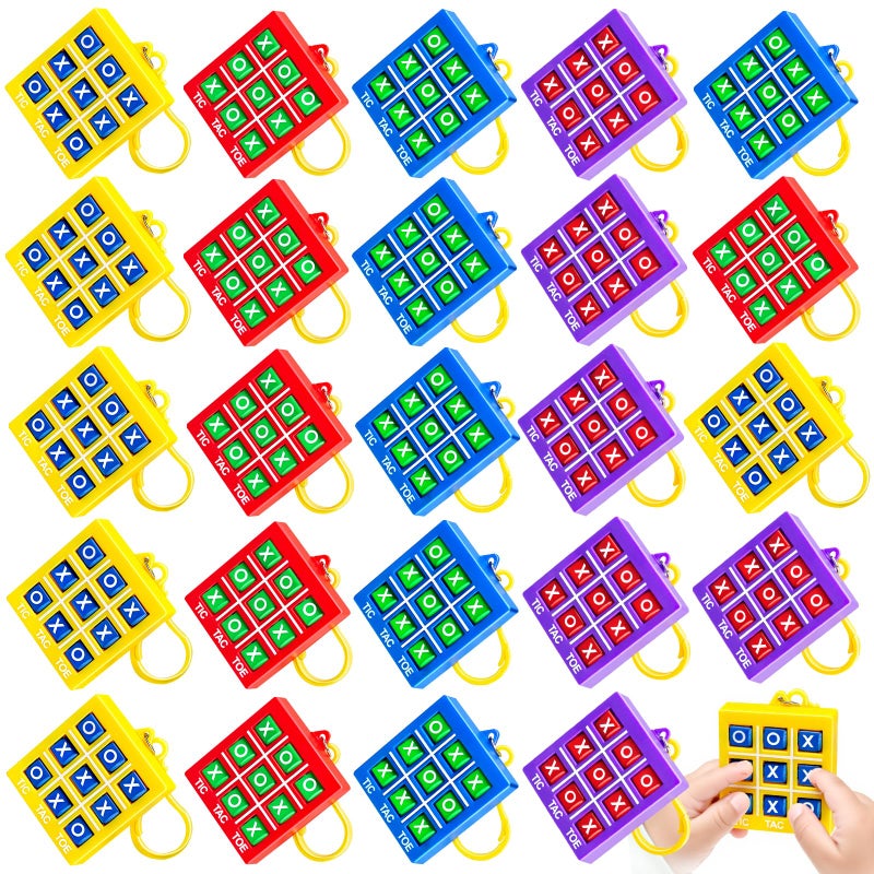 Hymaz Party Favors For Kids 4-8 8-12  24Pcs Tic Tac Toe Game Keychain Bulk Toys For Back To School Birthday Return Gifts  Classroom Treasure Box Carnival Prize Goodie Bag Stuffers Pinata Fillers - Image 1