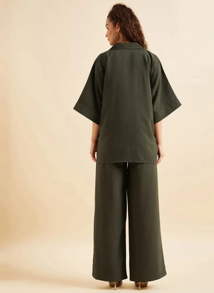 Panit PANIT Seersucker Oversized Loose Fit Shirt with Trouser