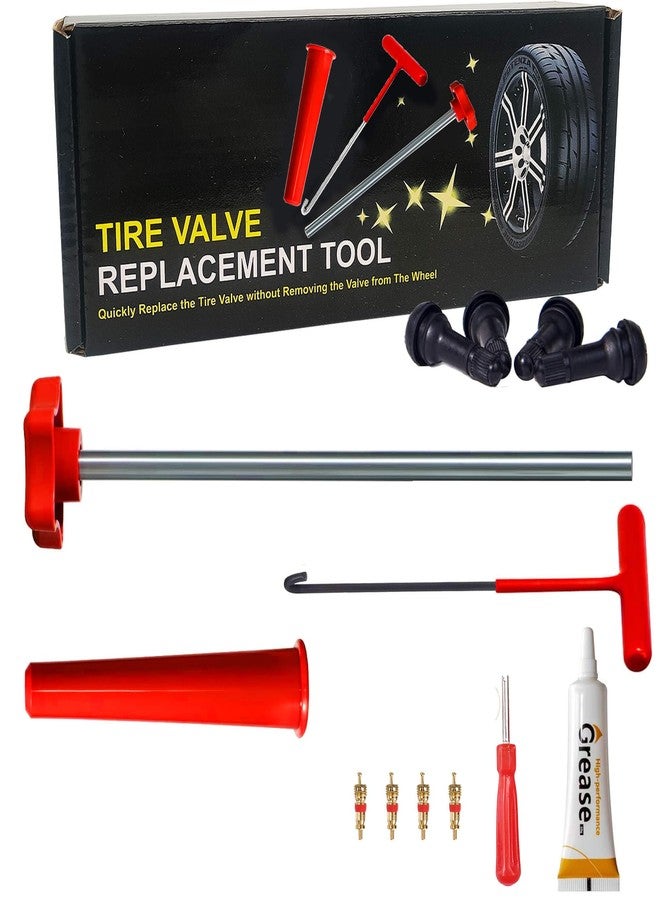 LOGOL Tire Valve Stem Quick Replacement Tool Kit（51025）, Valve Stem Installation Tool for Cars, Trucks,ATVs,etc. with 4PCS TR413 Valve Stems. - Image 1