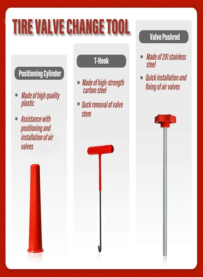 LOGOL Tire Valve Stem Quick Replacement Tool Kit（51025）, Valve Stem Installation Tool for Cars, Trucks,ATVs,etc. with 4PCS TR413 Valve Stems. - Image 2