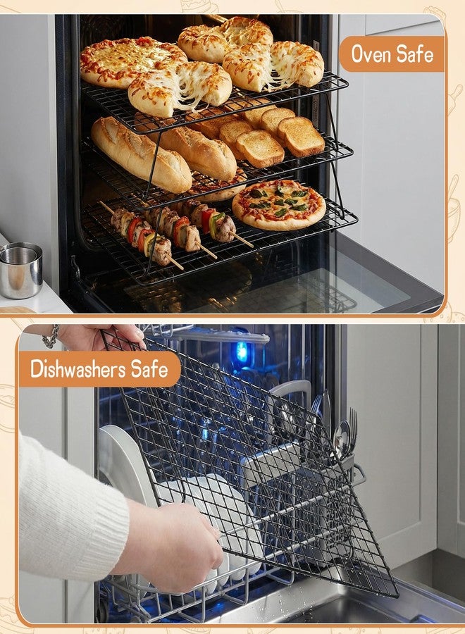 Exclaith 3-Tier Stackable Cooling Rack, 16.5 x 12 Inch Wire Racks, Detachable Cooling Racks with Legs, Carbon Steel Baking Rack, for Baking Cooking Grilling, Oven and Dishwasher Safe - Image 5