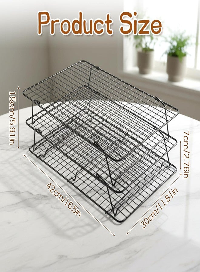 Exclaith 3-Tier Stackable Cooling Rack, 16.5 x 12 Inch Wire Racks, Detachable Cooling Racks with Legs, Carbon Steel Baking Rack, for Baking Cooking Grilling, Oven and Dishwasher Safe - Image 3