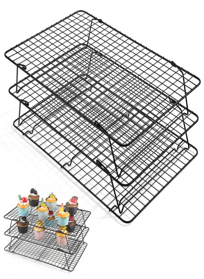Exclaith 3-Tier Stackable Cooling Rack, 16.5 x 12 Inch Wire Racks, Detachable Cooling Racks with Legs, Carbon Steel Baking Rack, for Baking Cooking Grilling, Oven and Dishwasher Safe - Image 1