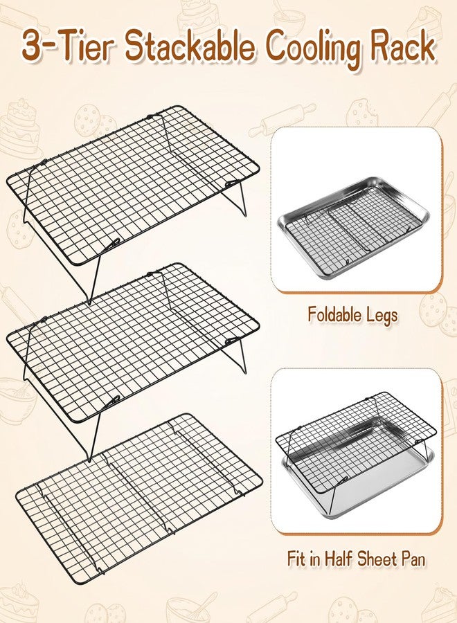 Exclaith 3-Tier Stackable Cooling Rack, 16.5 x 12 Inch Wire Racks, Detachable Cooling Racks with Legs, Carbon Steel Baking Rack, for Baking Cooking Grilling, Oven and Dishwasher Safe - Image 4