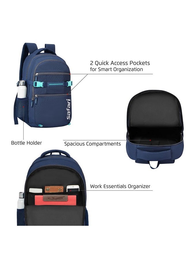 Safari Safari Surge Laptop Bag, 30 Ltrs, 2 compartments, 2 front smart organizers, Water Resistant, College Bag For Men & Women, School Bags for Boys & Girls, Laptop/Office Backpack for Men & Women, Blue  - Image 3