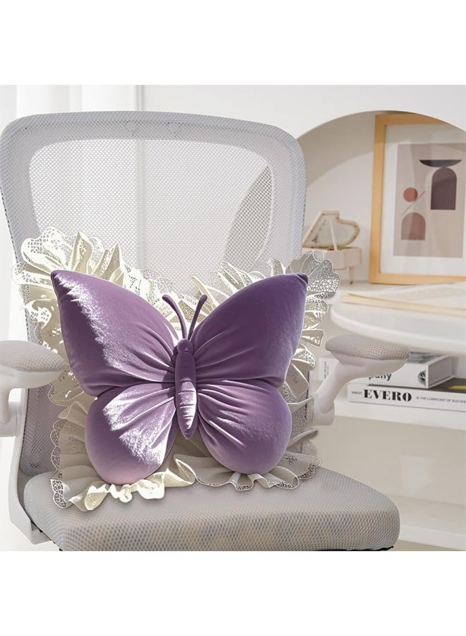 GUDOO Purple Butterfly Shaped Pillow – Soft Plush Decorative Cushion for Bedroom, Sofa & Kids Room - Image 2