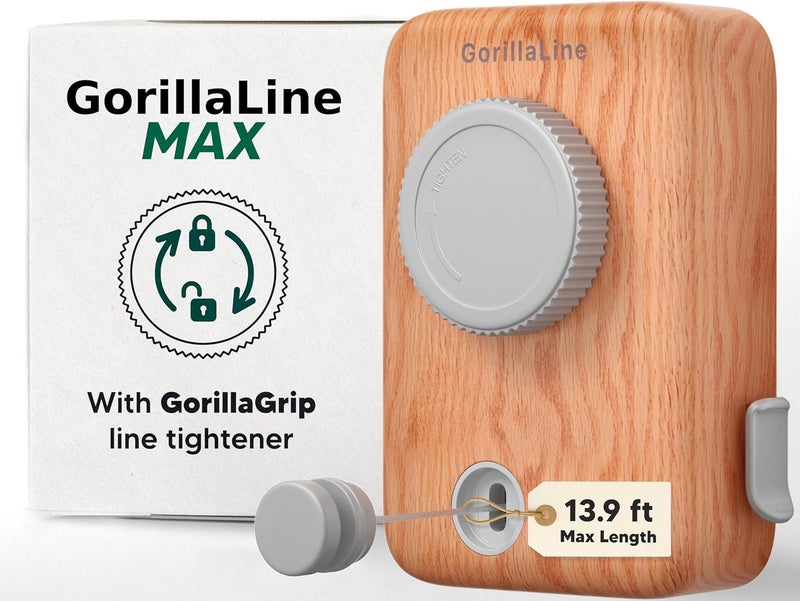 GorillaLine Max - Retractable Clothesline Indoor Outdoor Clothes Line - Heavy Duty Clothes Drying Laundry Line - Wall Mounted Drying Rack - Air Dry Clothing - Max Tighten with GorillaGrip - Image 1