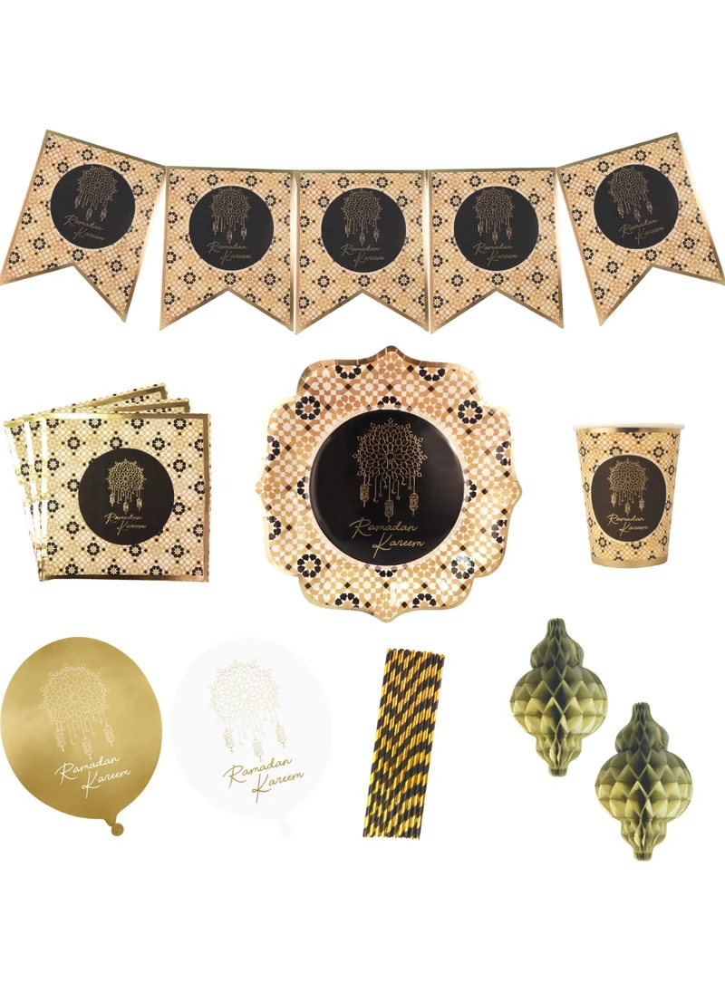Peacock Supplies 10 Guest Black & Gold Ramadan Party In A Box