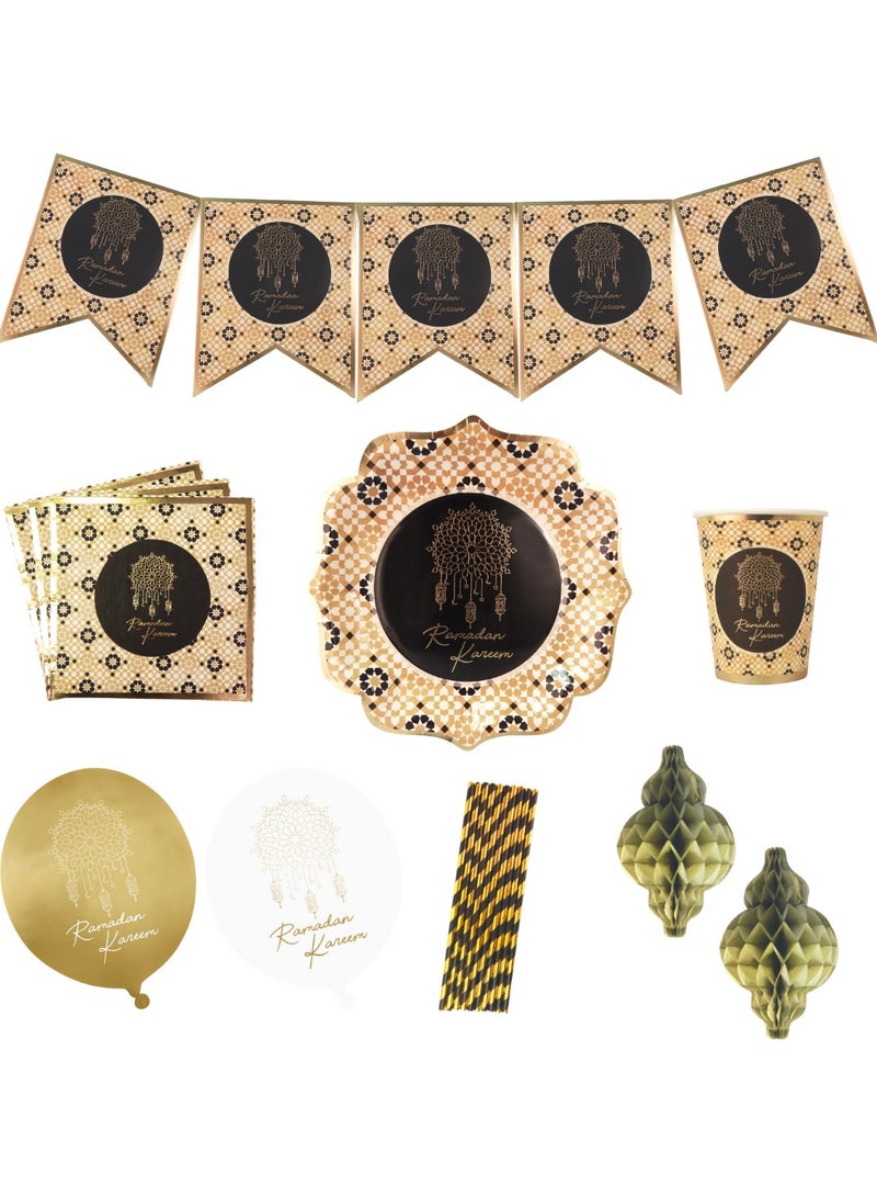 Peacock Supplies 10 Guest Black & Gold Ramadan Party In A Box