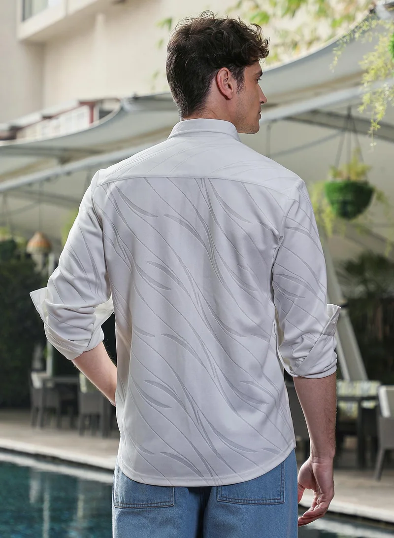 كامبوس سوترا Men's Daisy White Scratch-Tactile Shirt