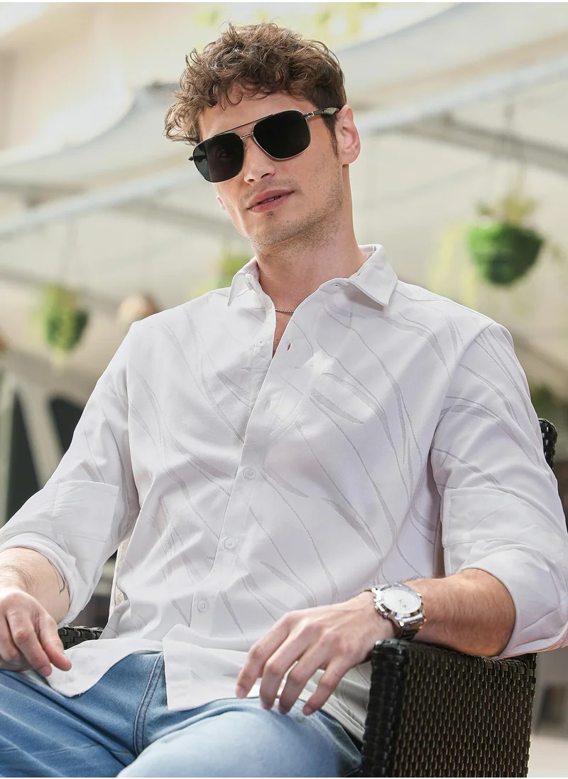 كامبوس سوترا Men's Daisy White Scratch-Tactile Shirt