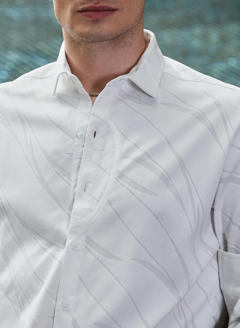 كامبوس سوترا Men's Daisy White Scratch-Tactile Shirt