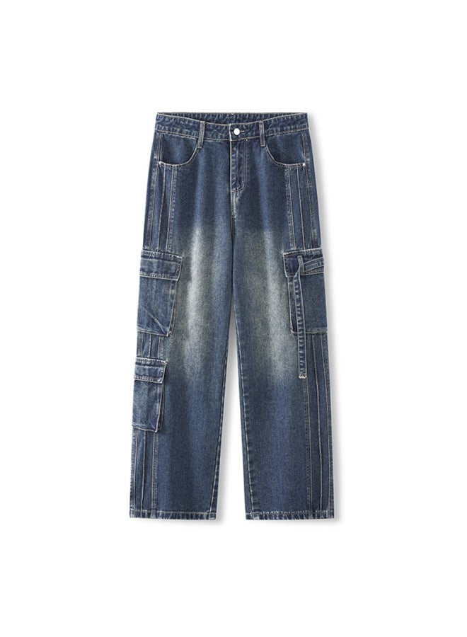 Men's American Style Three-dimensional Design Multi-pocket Xintang Jeans Unisex Cargo Work Pants