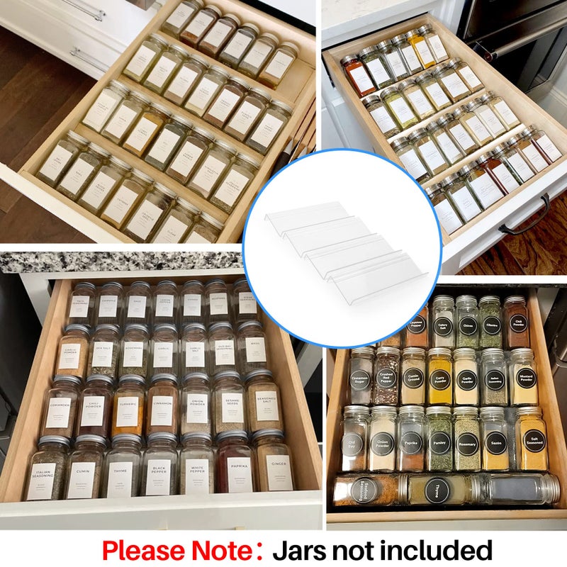 MIUKAA Clear Acrylic Spice Drawer Organizer, 4 Tier Seasoning Jars Drawers Insert, Kitchen Spice Rack Tray for Drawer/Countertop (Jars not included) - Image 2