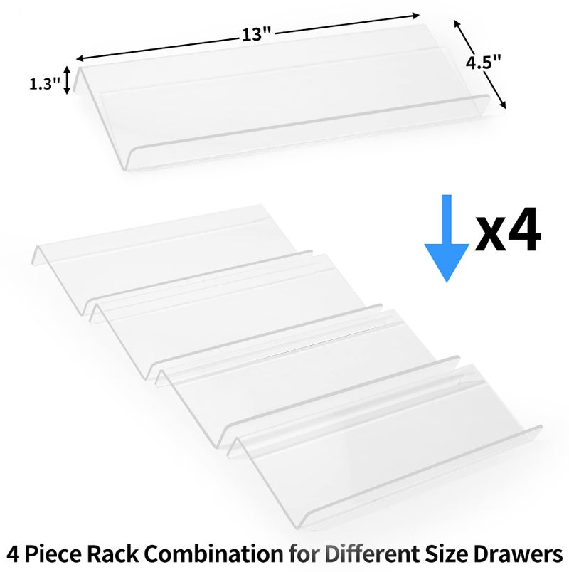 MIUKAA Clear Acrylic Spice Drawer Organizer, 4 Tier Seasoning Jars Drawers Insert, Kitchen Spice Rack Tray for Drawer/Countertop (Jars not included) - Image 4