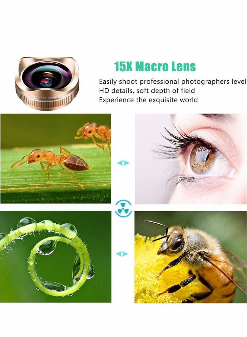 Excefore Phone Camera Lens,Clip on Cell Phone Lens Kit Compatible with Most Phones,Most Smartphones, 4K HD 2 in 1 120° Wide Angle Lens, 15X Macro Lens, No Distortion - Image 4