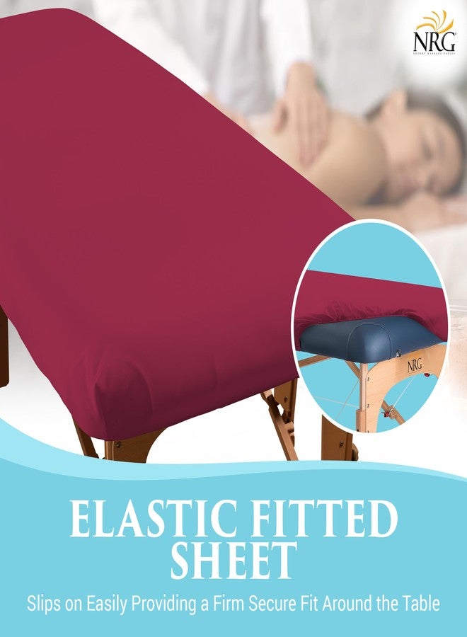 NRG Premium Microfiber Fitted Massage Table Sheet, Single Sheet - 100% Double Brushed Polyester Soft as Silk - 120 GSM - Wrinkle Resistant and Resists Pilling - 77 x 36 inches - Color: Merlot - Image 2