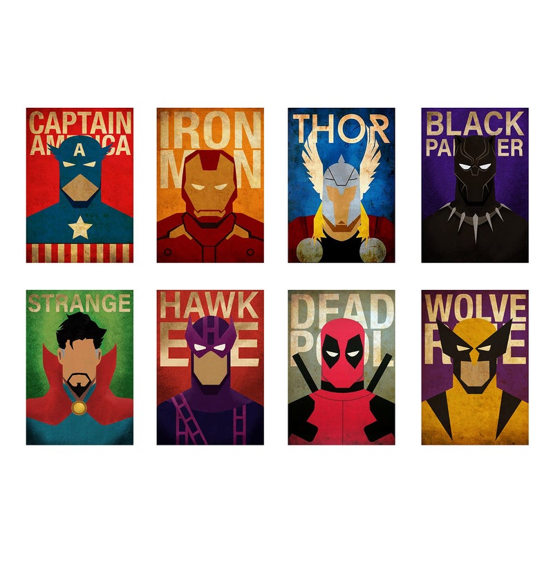 AD INFINITUM Wall Decor Marvel Logo Posters 300gsm Matte Paper, Multicolor, 9"x13", Set of 8 - Image 3