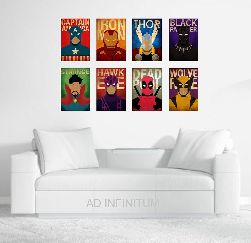 AD INFINITUM Wall Decor Marvel Logo Posters 300gsm Matte Paper, Multicolor, 9"x13", Set of 8 - Image 4