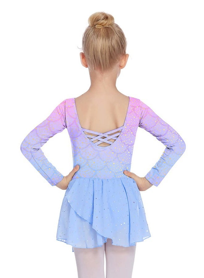 Arshiner Kids Girls Classic Long Sleeve Leotard Crisscross Dance Ballet Dress - Image 1