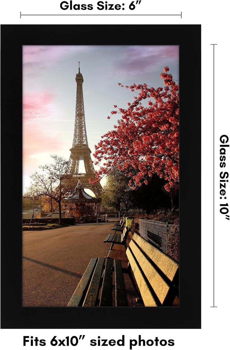 Americanflat 6x10 Picture Frame in Black - Engineered Wood Photo Frame with Shatter-Resistant Glass, Hanging Hardware, and Easel for Wall or Tabletop Display - Image 2