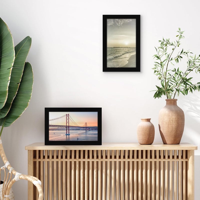 Americanflat 6x10 Picture Frame in Black - Engineered Wood Photo Frame with Shatter-Resistant Glass, Hanging Hardware, and Easel for Wall or Tabletop Display - Image 4