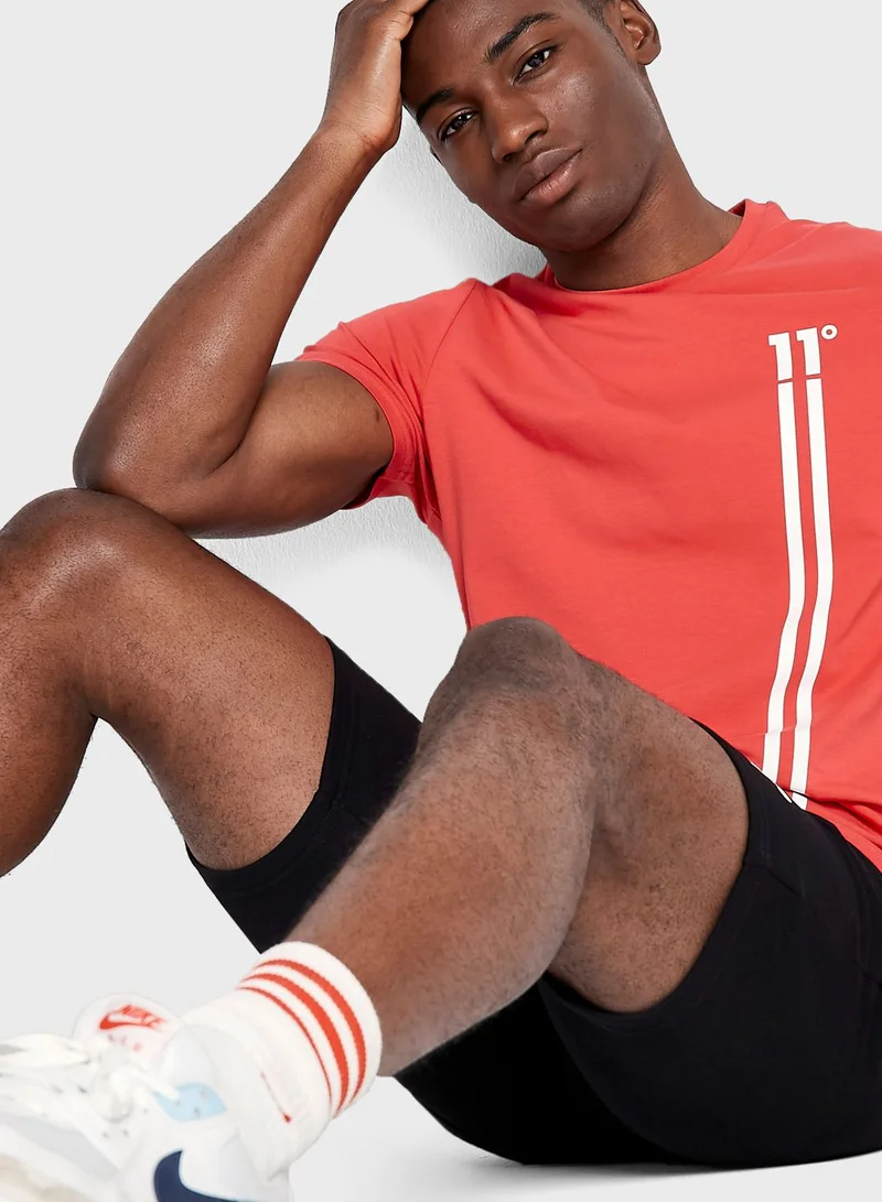 11 degrees Stripe Logo T-Shirt