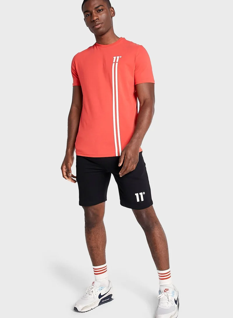 11 degrees Stripe Logo T-Shirt