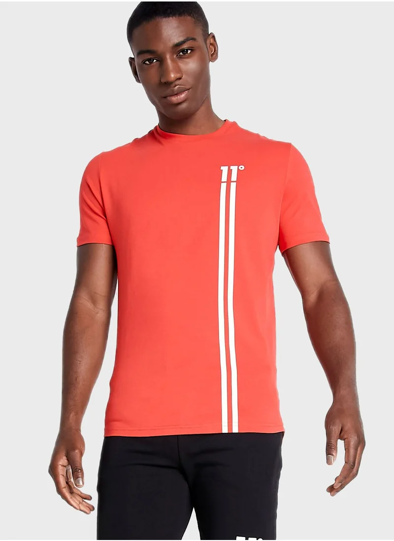 11 degrees Stripe Logo T-Shirt