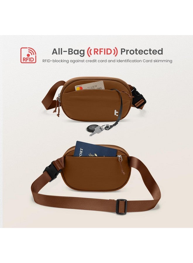 tomtoc Belt Bag with RFID Blocking, 1.5L Cross Body Fanny Pack, Sling Bag, Waist Bags with Adjustable Strap for Travel Walk, Caramel, Caramel, Fasion - Image 5