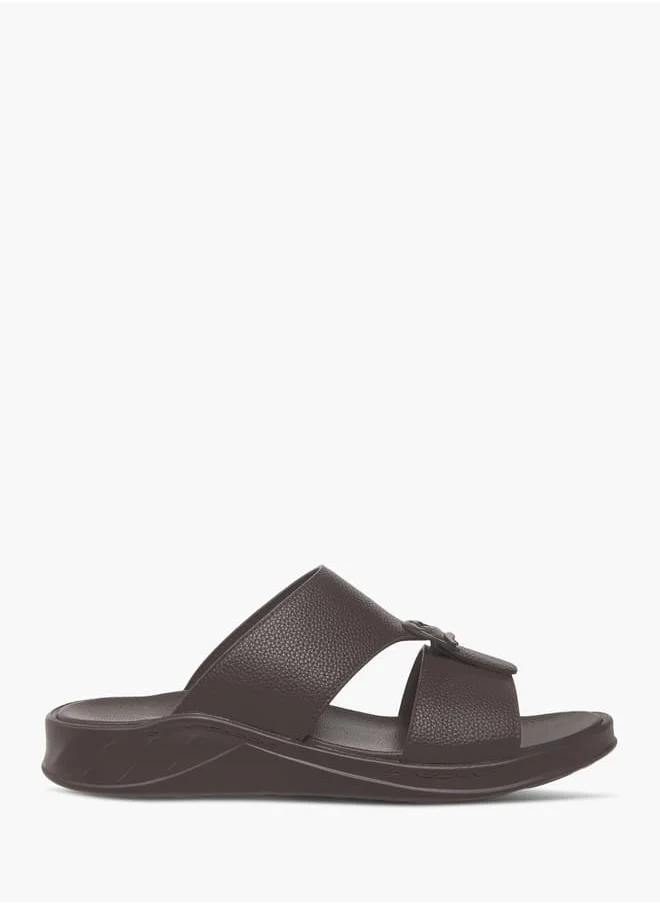 ال بي ال من شو اكسبرس Mens Textured Slip-On Arabic Sandals With Buckle Accent Ramadan Collection