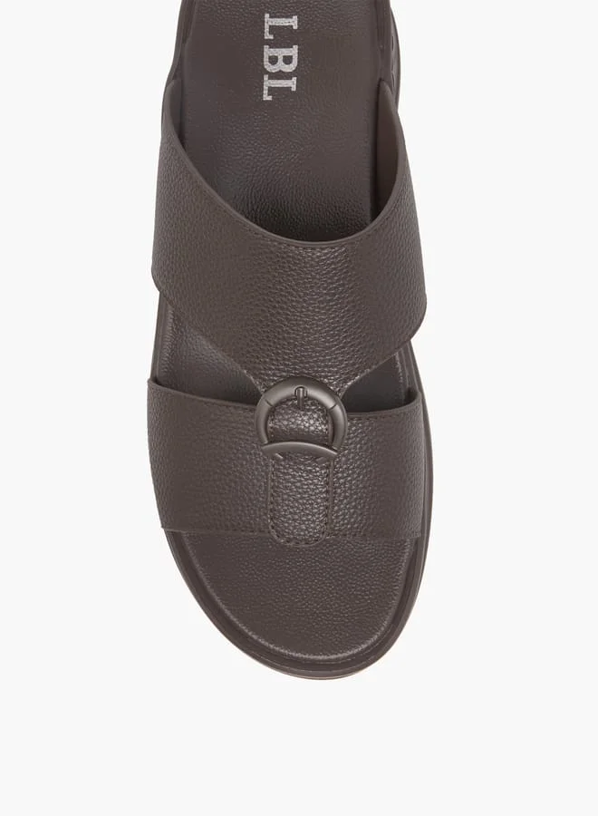 LBL by Shoexpress Mens Textured Slip-On Arabic Sandals With Buckle Accent