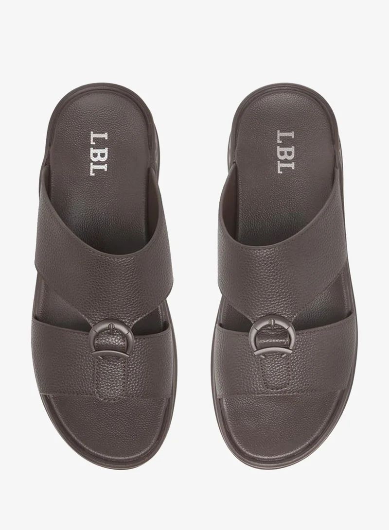 LBL by Shoexpress BROWN Textured Slip-On Comfort Arabic Sandals With Buckle Accent for Men | Best Price UAE