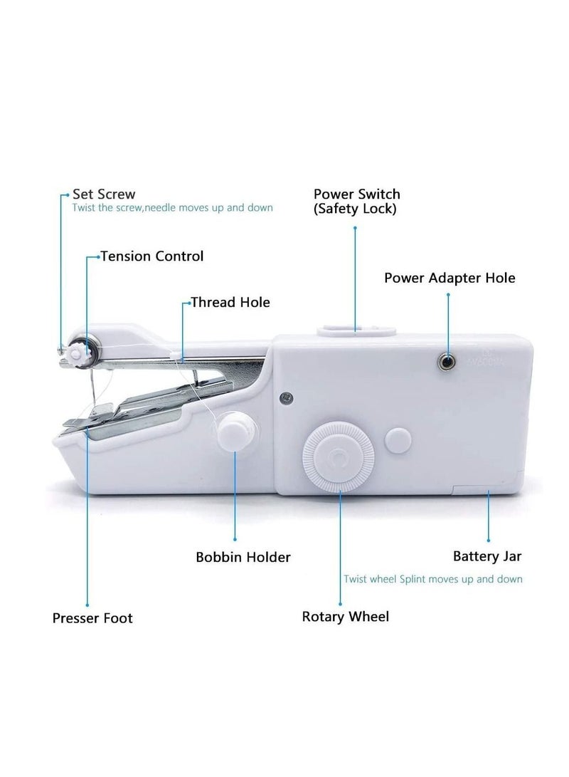 Y&D Mini Handheld Sewing Machine Portable Cordless Quick Handy Electric Repairing Stitch Tool for Fabric, Clothing, Kids Cloth, Home Travel DIY Use Blue - Image 3