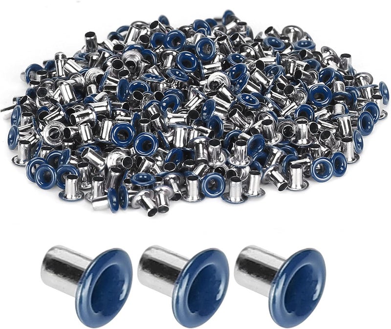 Brass Eyelets 2mm Inner Hole, 500Pcs Colorful Grommets Kit for Clothing Shoes Bag DIY Crafts - Durable Metal Material, Easy Installation, Ideal for Sewing and Craft Projects (Dark Blue) - Image 1
