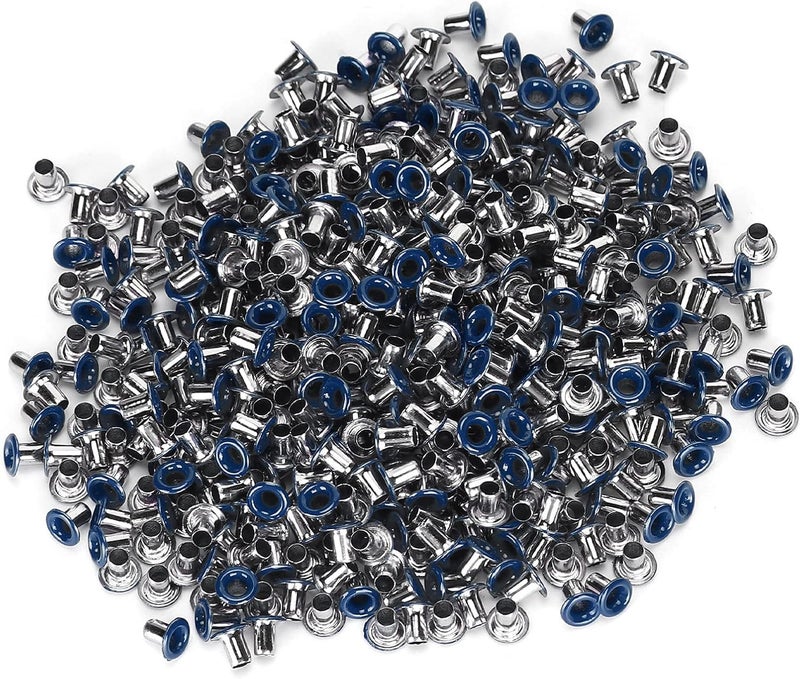 Brass Eyelets 2mm Inner Hole, 500Pcs Colorful Grommets Kit for Clothing Shoes Bag DIY Crafts - Durable Metal Material, Easy Installation, Ideal for Sewing and Craft Projects (Dark Blue) - Image 2