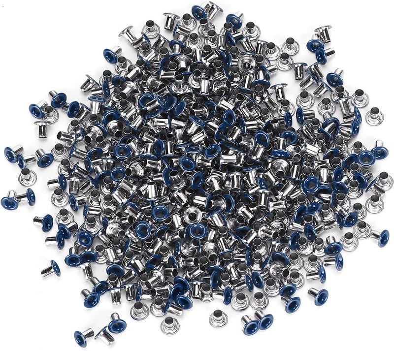 Brass Eyelets 2mm Inner Hole, 500Pcs Colorful Grommets Kit for Clothing Shoes Bag DIY Crafts - Durable Metal Material, Easy Installation, Ideal for Sewing and Craft Projects (Dark Blue) - Image 5