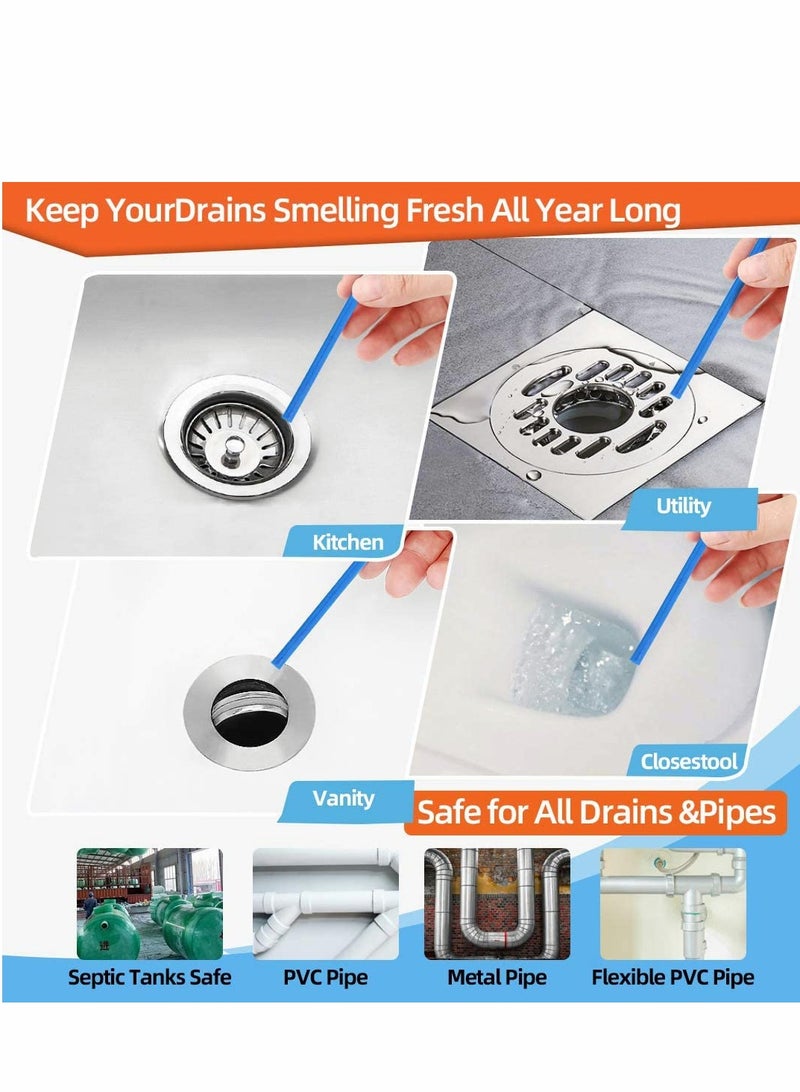 KASTWAVE Drain Cleaner Stick, 48Pcs Drain Sticks Deodorizer, Bathroom Sink Drain Cleaning Tool, for Kitchen Shower Bathroom, Toilet, Sink Freshener - Image 2
