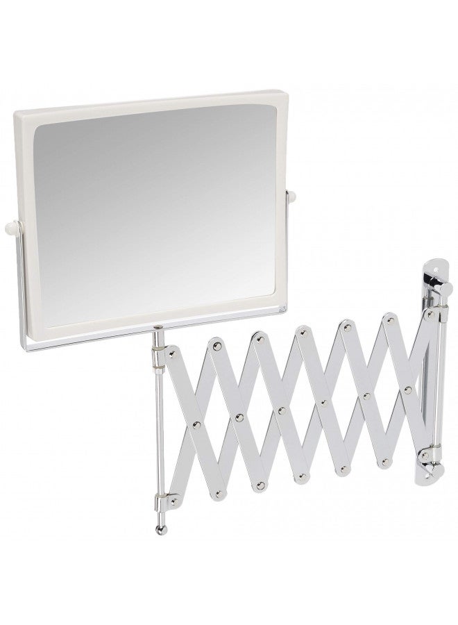 Jerdon JERDON 8.3-Inch x 6.5-Inch Two-Sided Swivel Wall Mount Mirror - Vanity Mirror with 5X Magnification & 30 inch Wall Extension - White Base with Chrome Finish Handle - Model J2020C - Image 2