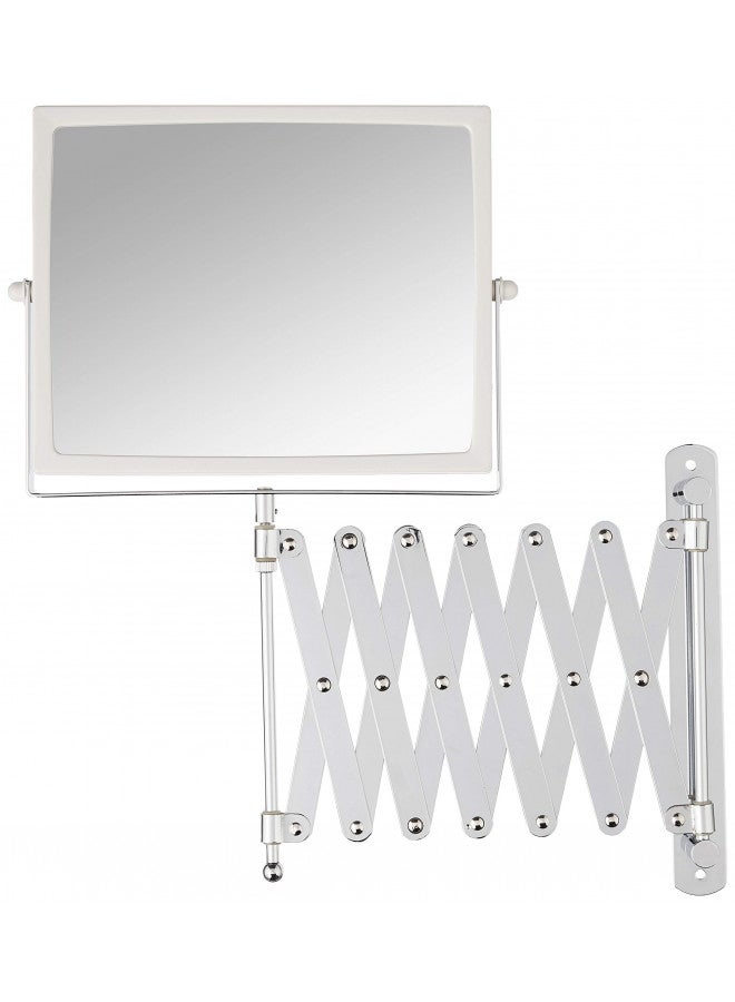 Jerdon JERDON 8.3-Inch x 6.5-Inch Two-Sided Swivel Wall Mount Mirror - Vanity Mirror with 5X Magnification & 30 inch Wall Extension - White Base with Chrome Finish Handle - Model J2020C - Image 3