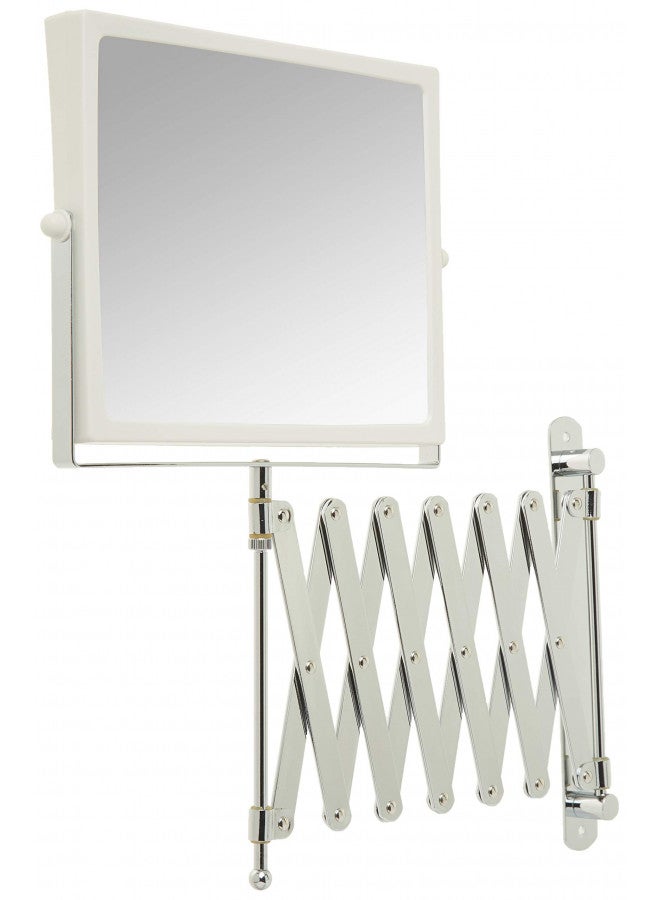 Jerdon JERDON 8.3-Inch x 6.5-Inch Two-Sided Swivel Wall Mount Mirror - Vanity Mirror with 5X Magnification & 30 inch Wall Extension - White Base with Chrome Finish Handle - Model J2020C - Image 5