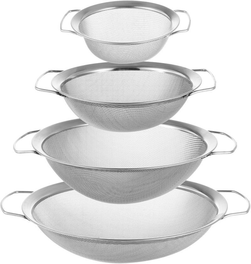4-Piece Fine Mesh Paint Strainers, Stainless Steel 60 Mesh With Dual Handles, Paint Filter For Buckets, Multifunctional Metal Strainer For Paint, Pasta, And Vegetables - Image 2