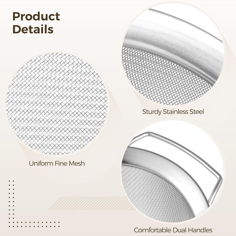 4-Piece Fine Mesh Paint Strainers, Stainless Steel 60 Mesh With Dual Handles, Paint Filter For Buckets, Multifunctional Metal Strainer For Paint, Pasta, And Vegetables - Image 3