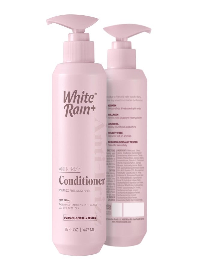 وايت رين بلسم وايت رين+ المضاد للتجعد مع الكيراتين والكولاجين وزيت الأرغان، بلسم مرطب للشعر للنساء والرجال، ينعم الشعر المجعد، ويفك تشابكه لشعر ناعم وسهل التصفيف، خالٍ من الكبريتات، 15 أونصة سائلة - Image 1